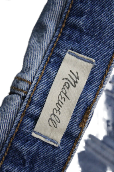 Madewell Womens Cotton Zip Button Distressed Denim Shorts Blue Size EUR 28