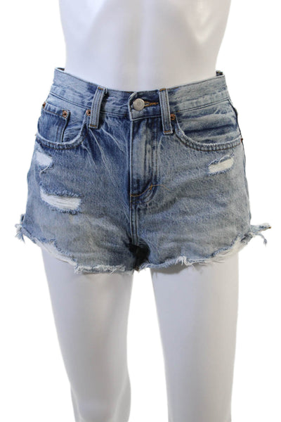 Pistola Womens Cotton Zip Button Distressed Mini Denim Jeans Blue Size EUR 24