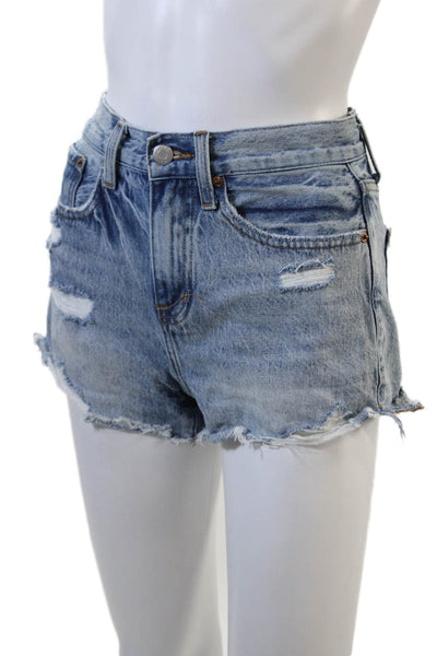 Pistola Womens Cotton Zip Button Distressed Mini Denim Jeans Blue Size EUR 24