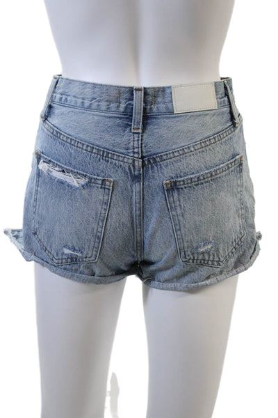 Pistola Womens Cotton Zip Button Distressed Mini Denim Jeans Blue Size EUR 24