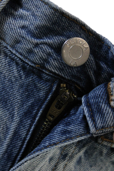 Pistola Womens Cotton Zip Button Distressed Mini Denim Jeans Blue Size EUR 24