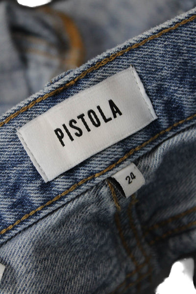 Pistola Womens Cotton Zip Button Distressed Mini Denim Jeans Blue Size EUR 24