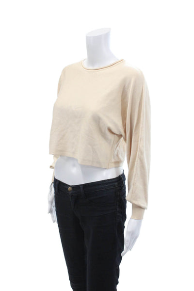 Zesica Womens Knit Round Neck Long Sleeve Pullover Sweater Top Beige Size XS
