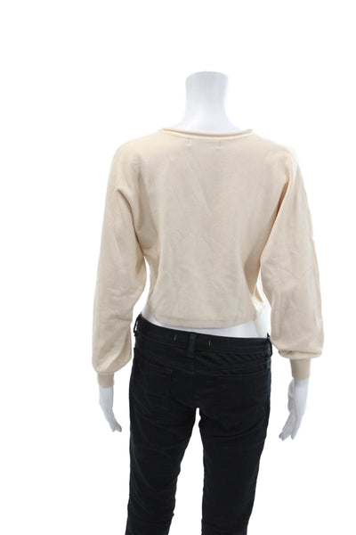 Zesica Womens Knit Round Neck Long Sleeve Pullover Sweater Top Beige Size XS