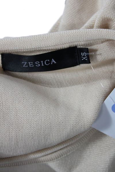 Zesica Womens Knit Round Neck Long Sleeve Pullover Sweater Top Beige Size XS