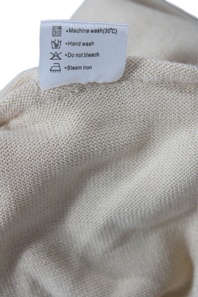 Zesica Womens Knit Round Neck Long Sleeve Pullover Sweater Top Beige Size XS
