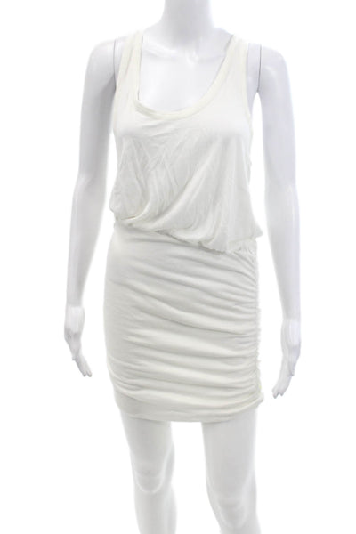 Soft Joie Womens Ruched Scoop Neck Sleeveless Mini Dress Cream Size M