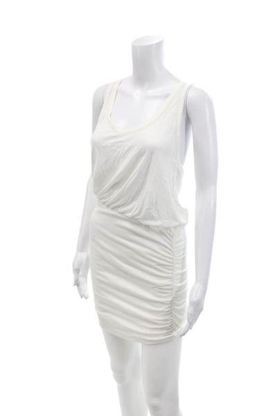 Soft Joie Womens Ruched Scoop Neck Sleeveless Mini Dress Cream Size M