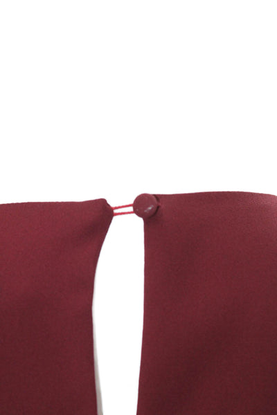 Very J Womens Pleated Two Pocket V-Neck Long Sleeve Romper Burgundy Size L