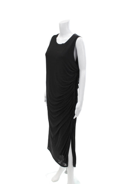 Tribal Femme Womens Ruched Round Neck Bodycon Mid-Calf Tank Dress Black Size S
