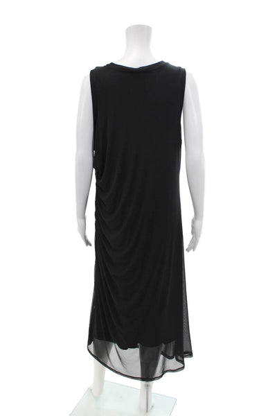Tribal Femme Womens Ruched Round Neck Bodycon Mid-Calf Tank Dress Black Size S