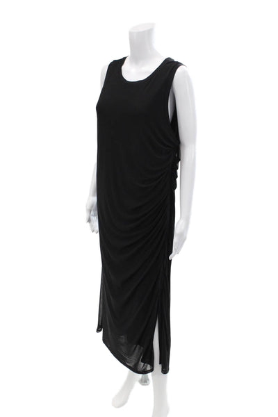 Tribal Femme Womens Ruched Round Neck Bodycon Mid-Calf Tank Dress Black Size M