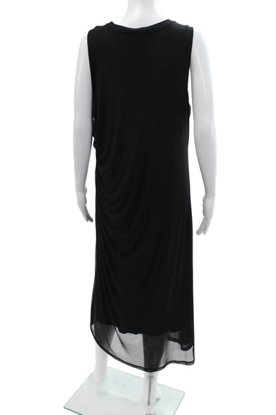 Tribal Femme Womens Ruched Round Neck Bodycon Mid-Calf Tank Dress Black Size M