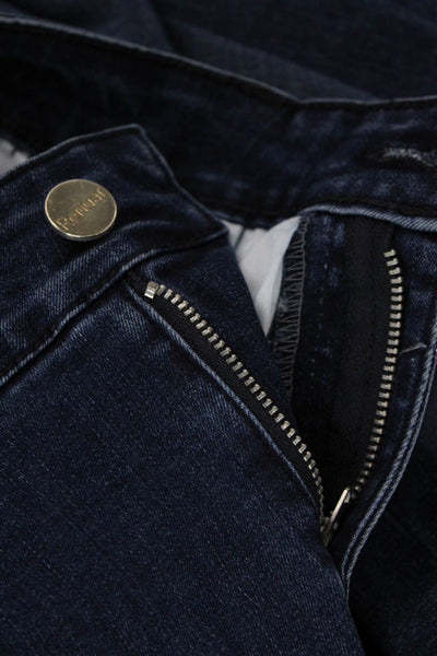 Renuar Womens Cotton Blend Crystal Detail Mid-Rise Tapered Jeans Blue Size 2