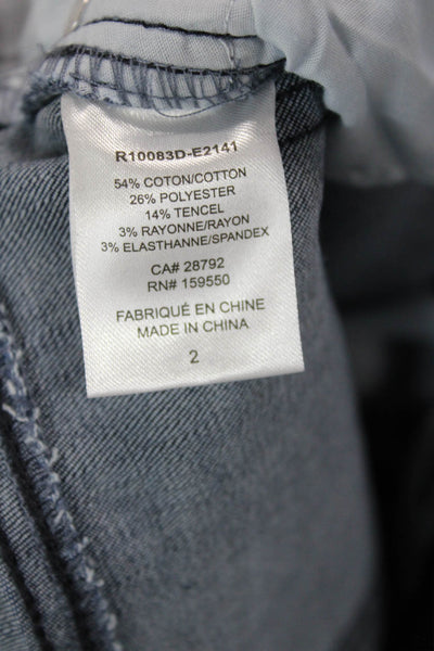 Renuar Womens Cotton Blend Crystal Detail Mid-Rise Tapered Jeans Blue Size 2