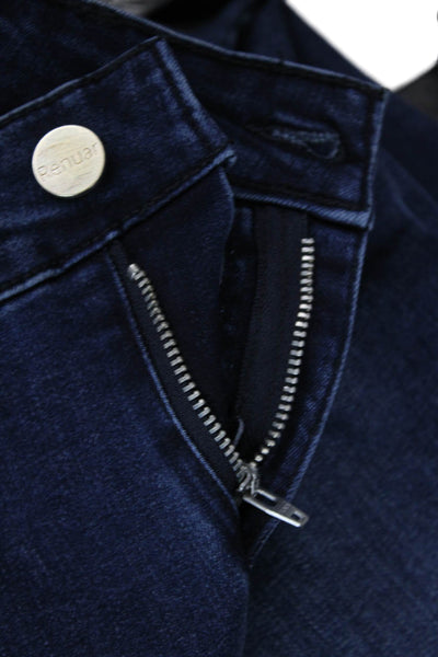 Renuar Womens Cotton Blend Crystal Detail Mid-Rise Tapered Jeans Blue Size 0