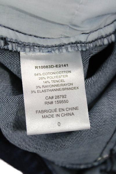 Renuar Womens Cotton Blend Crystal Detail Mid-Rise Tapered Jeans Blue Size 0