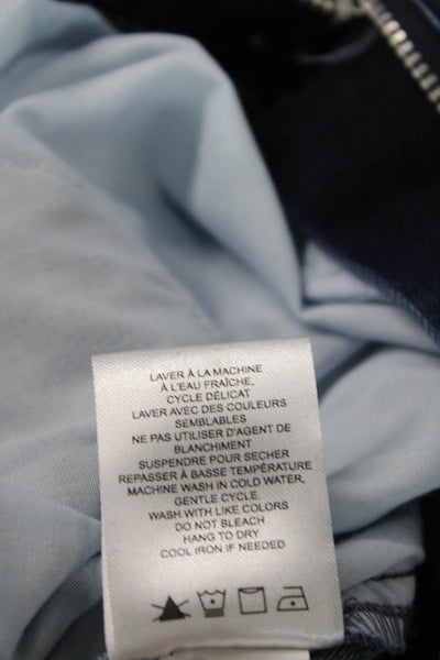 Renuar Womens Cotton Blend Crystal Detail Mid-Rise Tapered Jeans Blue Size 0