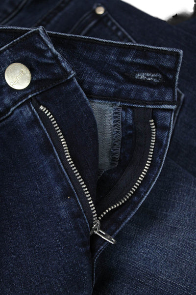 Renuar Womens Cotton Blend Crystal Detail Mid-Rise Tapered Jeans Blue Size 12