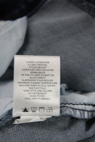 Renuar Womens Cotton Blend Crystal Detail Mid-Rise Tapered Jeans Blue Size 12