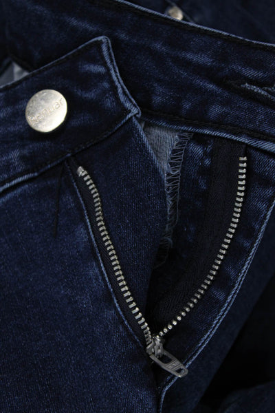 Renuar Womens Cotton Blend Crystal Detail Mid-Rise Tapered Jeans Blue Size 8