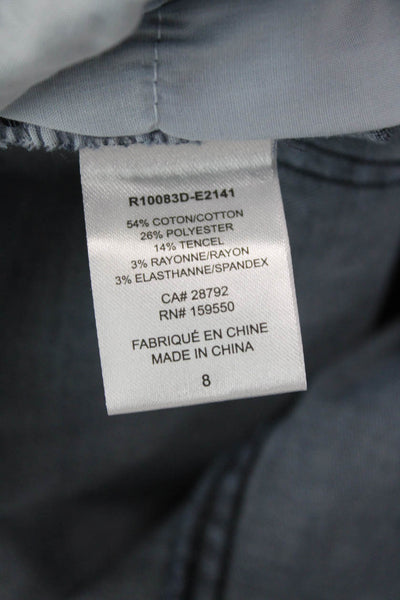 Renuar Womens Cotton Blend Crystal Detail Mid-Rise Tapered Jeans Blue Size 8