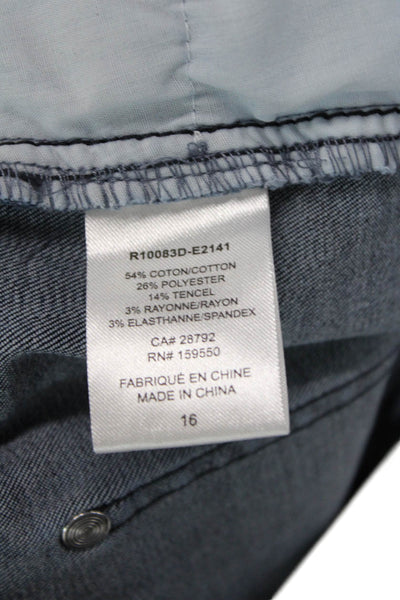 Renuar Womens Cotton Blend Crystal Detail Mid-Rise Tapered Jeans Blue Size 16