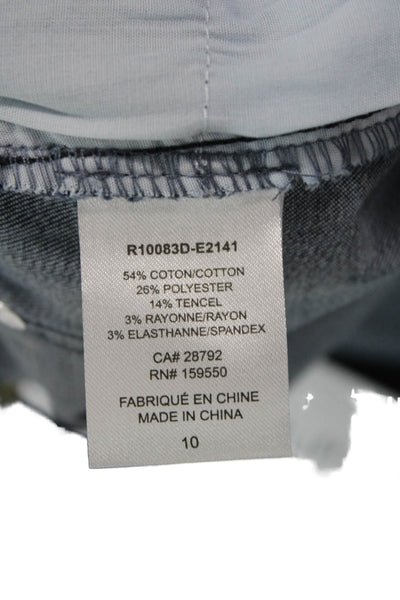Renuar Womens Cotton Blend Crystal Detail Mid-Rise Tapered Jeans Blue Size 10
