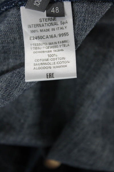 Lorena Antoniazzi Womens Cotton Short Sleeve Denim Blouse Top Navy Size 48