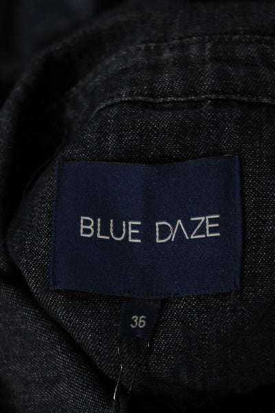 Blue Daze Womens Cotton Collared Long Sleeve Denim Blouse Top Navy Size 36