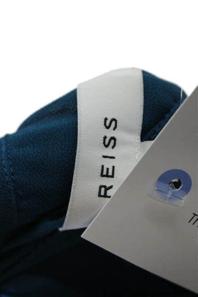 Reiss Womens Sleeveless Mock Neck Pleated Blouson Dress Blue Size 6