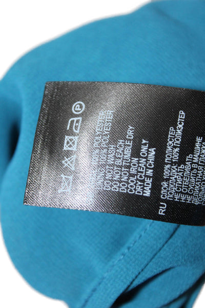 Reiss Womens Sleeveless Mock Neck Pleated Blouson Dress Blue Size 6