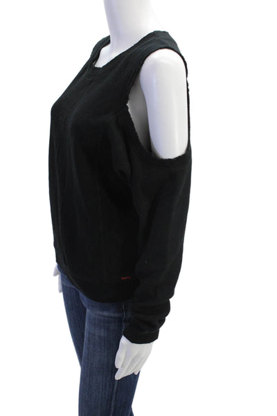 Philanthropy Womens Long Sleeve Cold Shoulder Scoop Neck Sweater Black Small