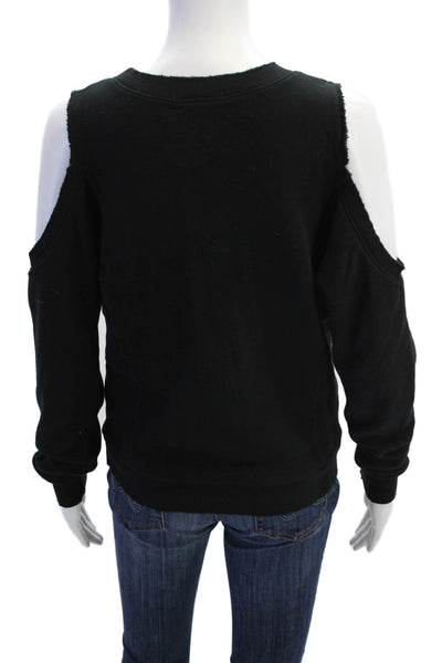 Philanthropy Womens Long Sleeve Cold Shoulder Scoop Neck Sweater Black Small