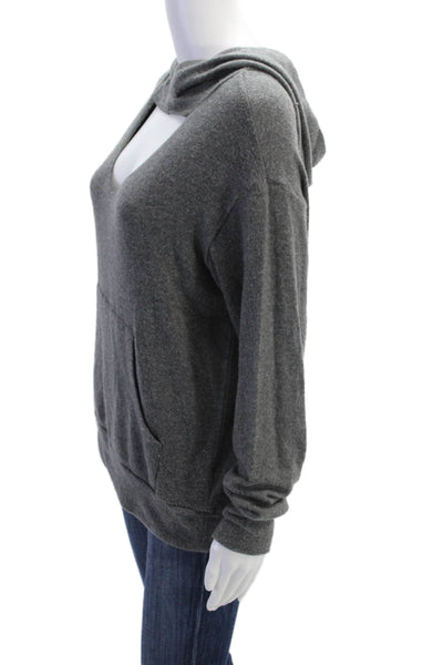 LNA Womens Pullover Long Sleeve Cut Out Hooded Sweatshirt Gray Size Extra Large