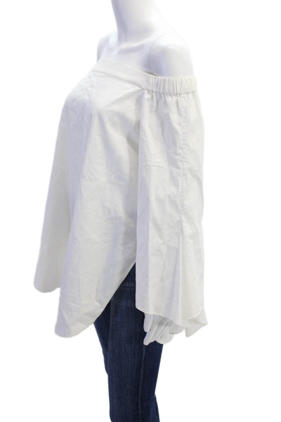 Tibi Womens 3/4 Sleeve Off Shoulder Boxy Oversized Blouse White COtton Size 6
