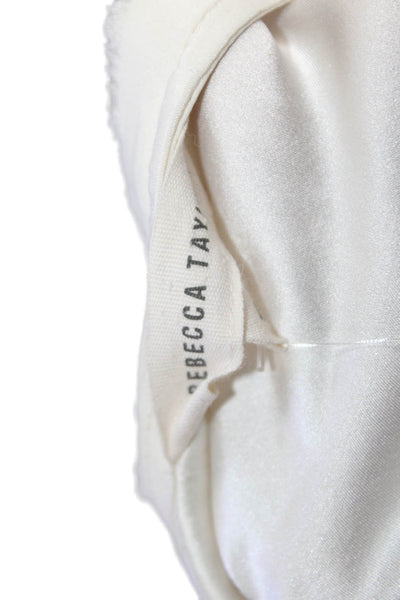 Rebecca Taylor Womens Scoop Neck Lace Trim Silk Tank Top White Size 10