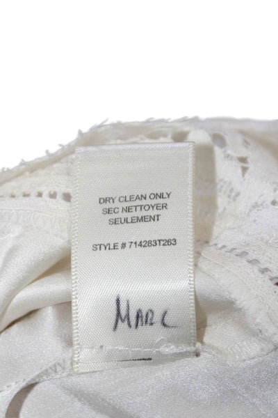 Rebecca Taylor Womens Scoop Neck Lace Trim Silk Tank Top White Size 10
