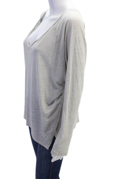 Velvet by Graham & Spencer Womens Long Sleeve V Neck Knit Tee Shirt Gray Medium