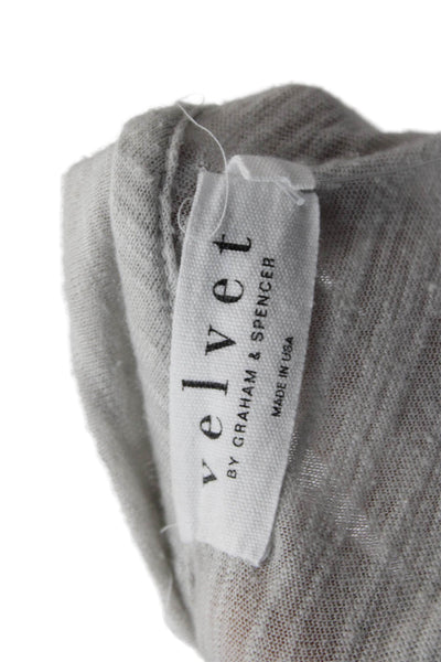 Velvet by Graham & Spencer Womens Long Sleeve V Neck Knit Tee Shirt Gray Medium