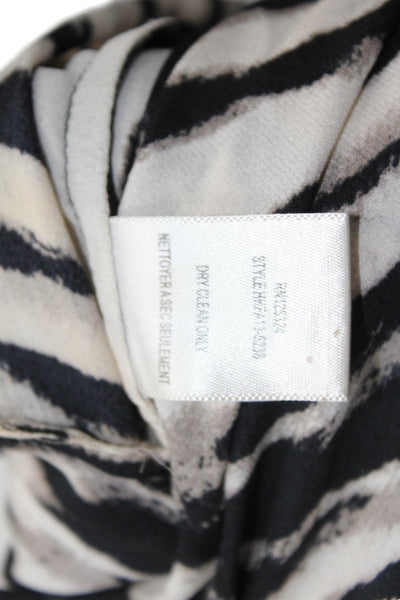 Haute Hippie Womens Button Up Long Sleeve Silk Striped Shirt White Black Medium