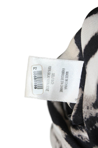 Haute Hippie Womens Button Up Long Sleeve Silk Striped Shirt White Black Medium
