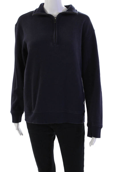 Ugg Womens Cotton 1/2 Zippered High-Neck Pullover Sweatshirt Blue Size S