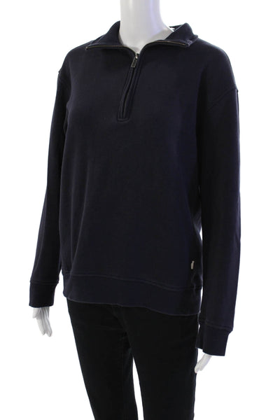 Ugg Womens Cotton 1/2 Zippered High-Neck Pullover Sweatshirt Blue Size S