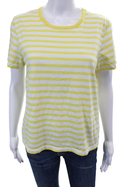 La Ligne Womens Cotton Crew Neck Striped Short Sleeve T-Shirt Yellow Size M