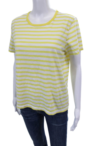 La Ligne Womens Cotton Crew Neck Striped Short Sleeve T-Shirt Yellow Size M