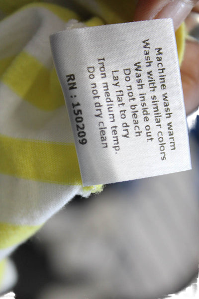 La Ligne Womens Cotton Crew Neck Striped Short Sleeve T-Shirt Yellow Size M