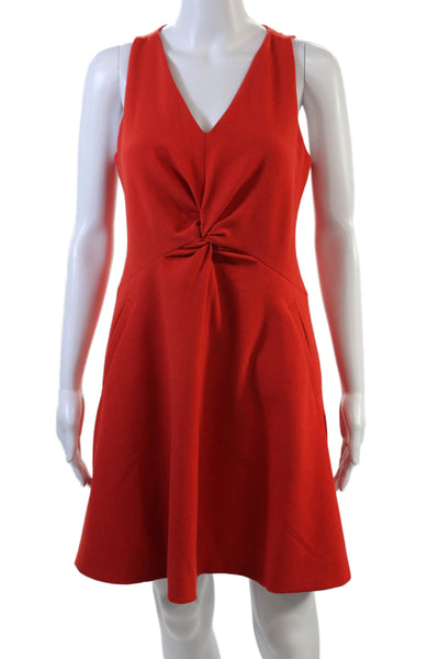 Leifsdottir Womens Sleeveless V-Neck Zippered Mini Dress Orange Size 6