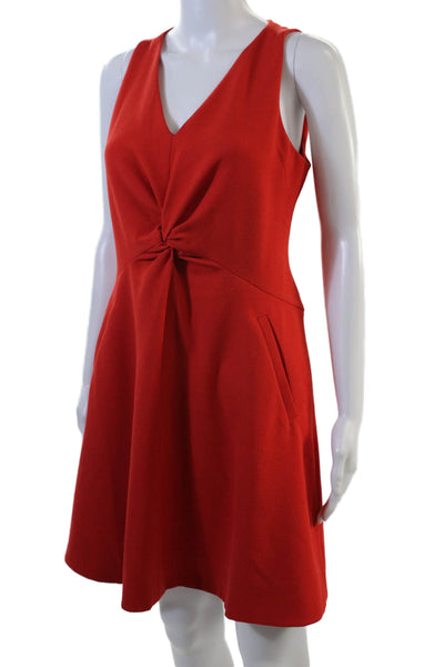 Leifsdottir Womens Sleeveless V-Neck Zippered Mini Dress Orange Size 6