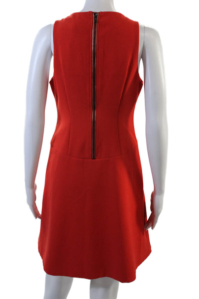 Leifsdottir Womens Sleeveless V-Neck Zippered Mini Dress Orange Size 6